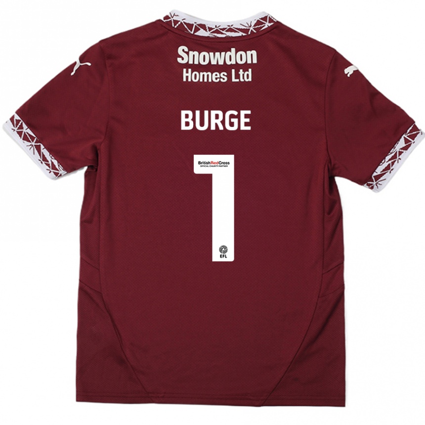 Kids Football Lee Burge #1 Burgundy Home Jersey 2024/25 T-Shirt Uk