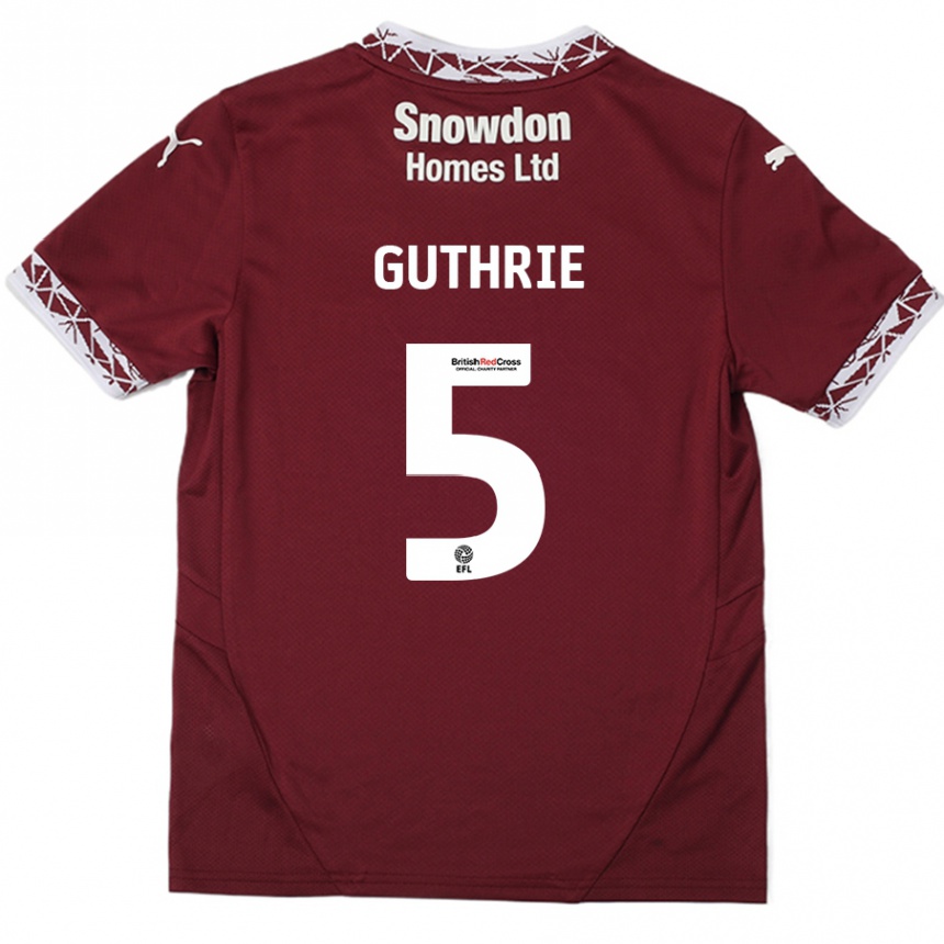 Kids Football Jon Guthrie #5 Burgundy Home Jersey 2024/25 T-Shirt Uk