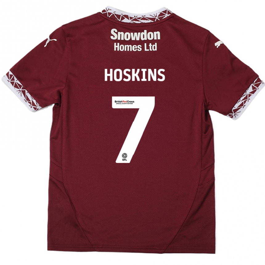 Kids Football Sam Hoskins #7 Burgundy Home Jersey 2024/25 T-Shirt Uk