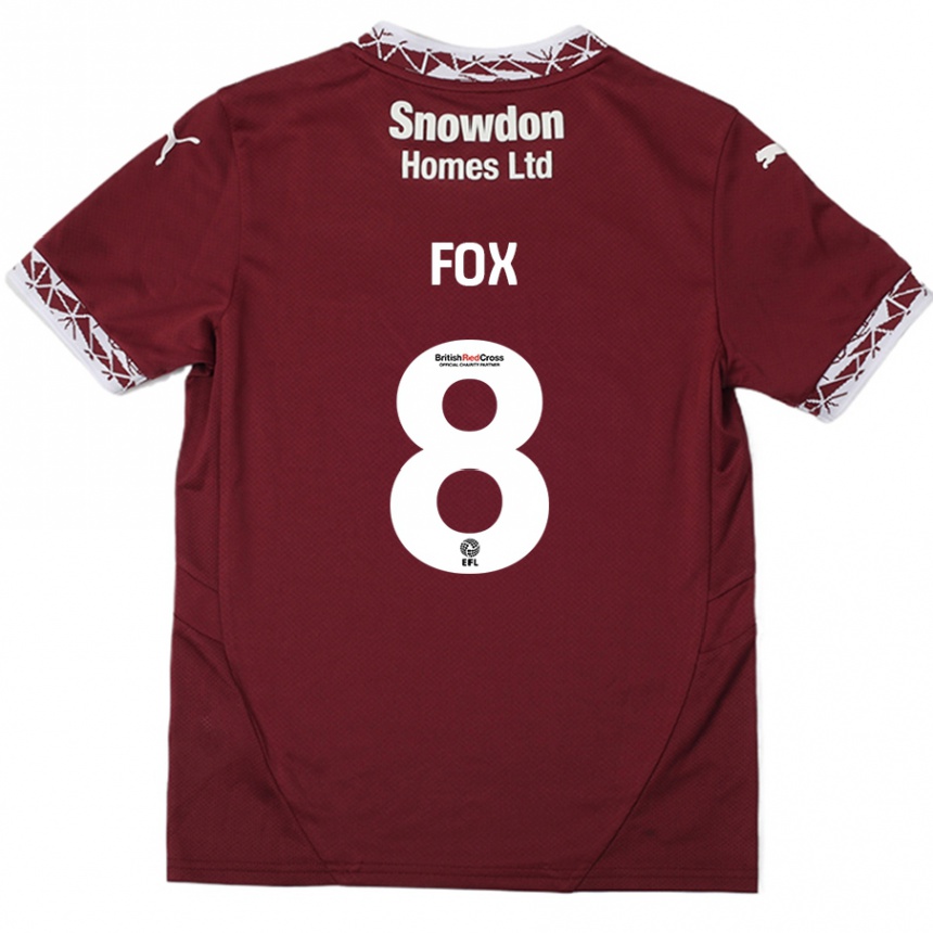 Kids Football Ben Fox #8 Burgundy Home Jersey 2024/25 T-Shirt Uk