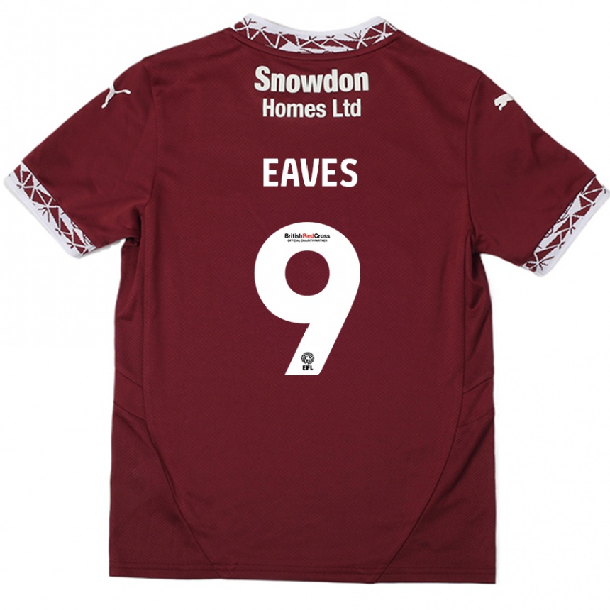 Kids Football Tom Eaves #9 Burgundy Home Jersey 2024/25 T-Shirt Uk