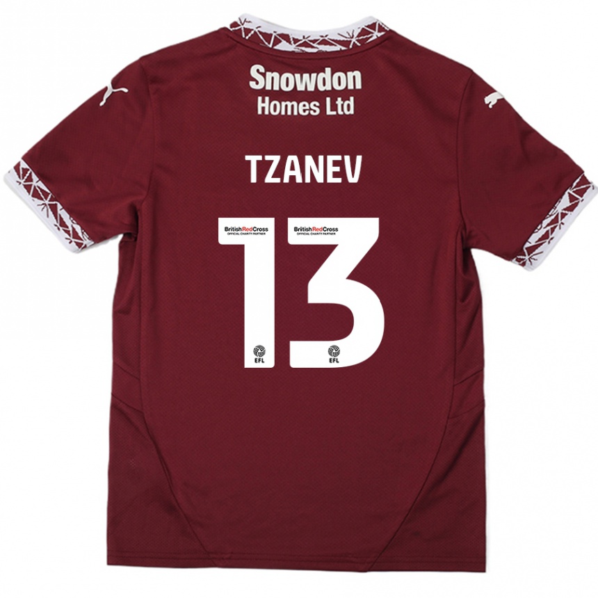 Kids Football Nik Tzanev #13 Burgundy Home Jersey 2024/25 T-Shirt Uk