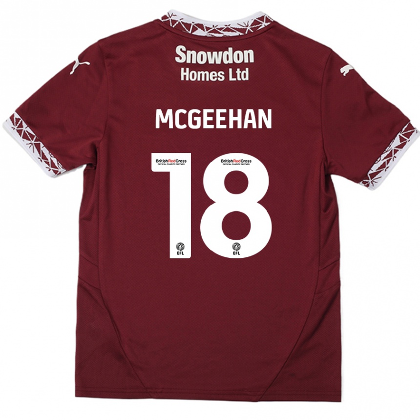 Kids Football Cameron Mcgeehan #18 Burgundy Home Jersey 2024/25 T-Shirt Uk