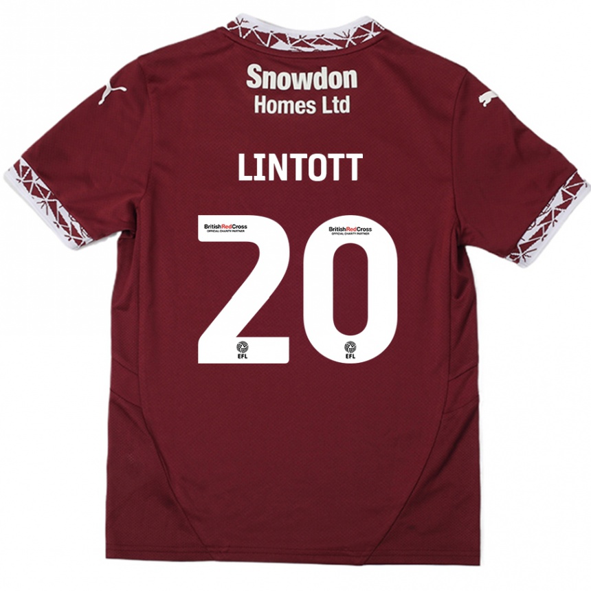 Kids Football Harvey Lintott #20 Burgundy Home Jersey 2024/25 T-Shirt Uk