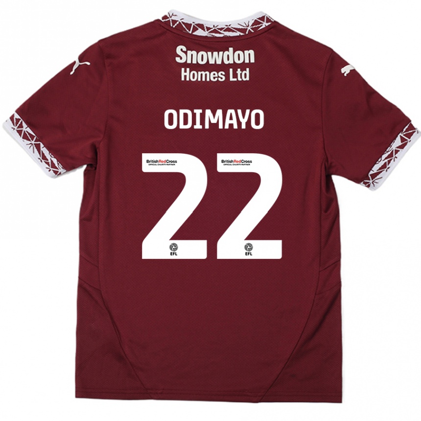 Kids Football Akin Odimayo #22 Burgundy Home Jersey 2024/25 T-Shirt Uk