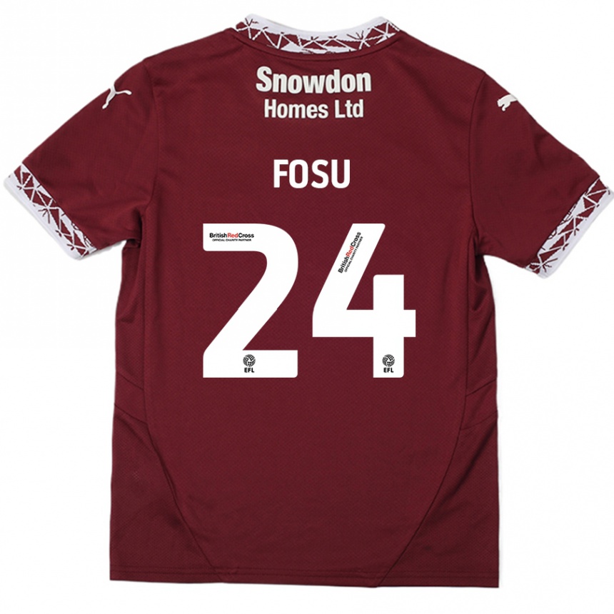 Kids Football Tariqe Fosu #24 Burgundy Home Jersey 2024/25 T-Shirt Uk