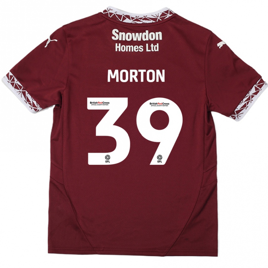 Kids Football Callum Morton #39 Burgundy Home Jersey 2024/25 T-Shirt Uk