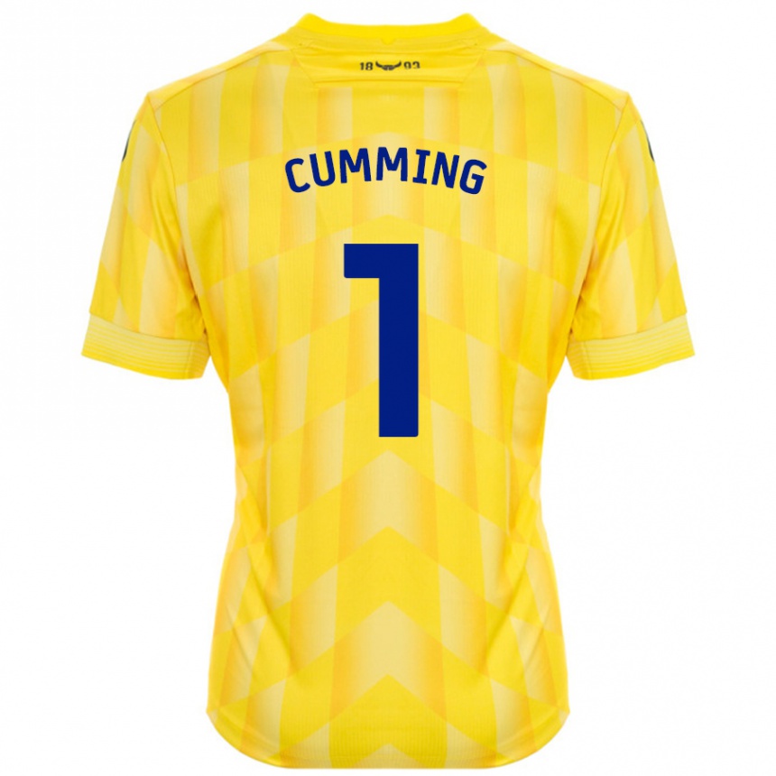 Kids Football Jamie Cumming #1 Yellow Home Jersey 2024/25 T-Shirt Uk