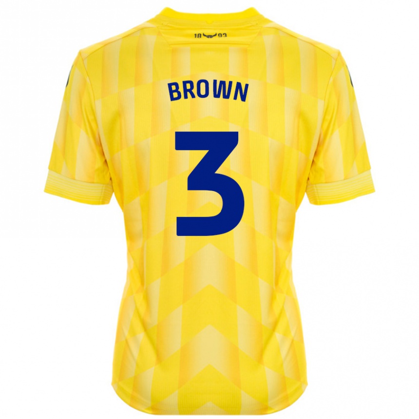 Kids Football Ciaron Brown #3 Yellow Home Jersey 2024/25 T-Shirt Uk