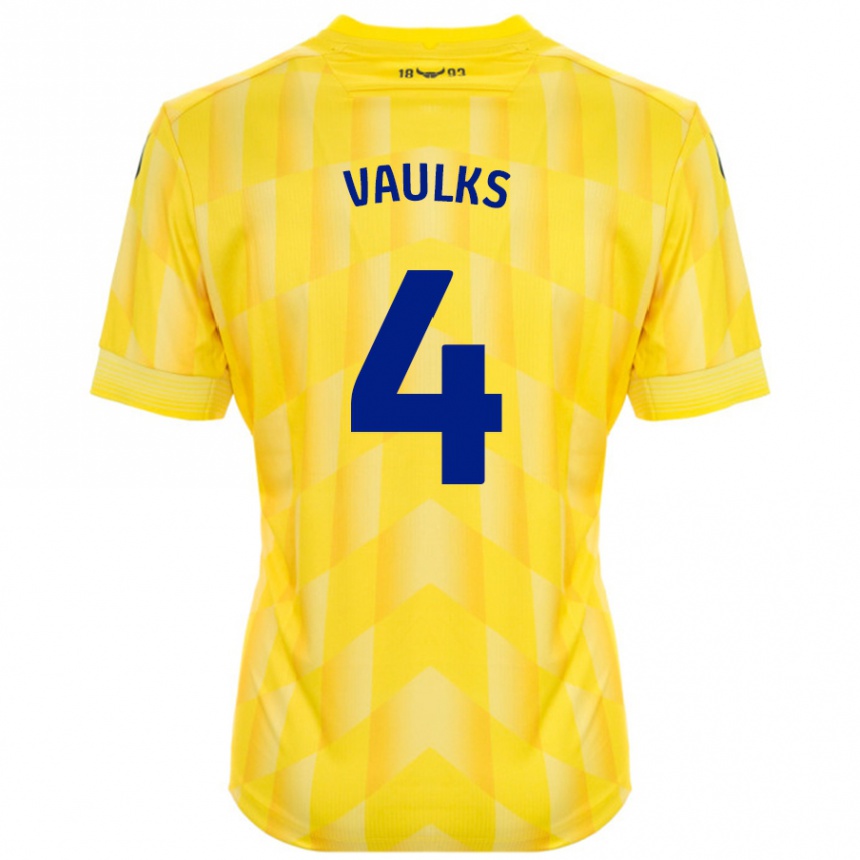 Kids Football Will Vaulks #4 Yellow Home Jersey 2024/25 T-Shirt Uk