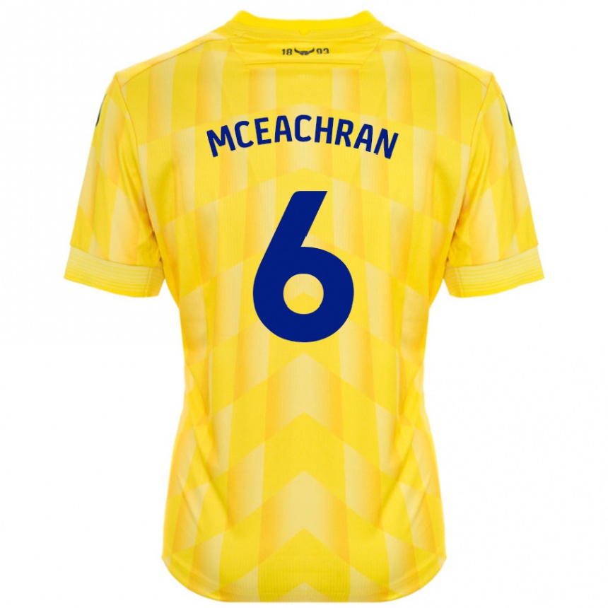 Kids Football Josh Mceachran #6 Yellow Home Jersey 2024/25 T-Shirt Uk