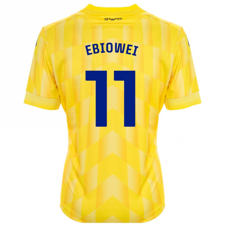 Kids Football Malcolm Ebiowei #11 Yellow Home Jersey 2024/25 T-Shirt Uk