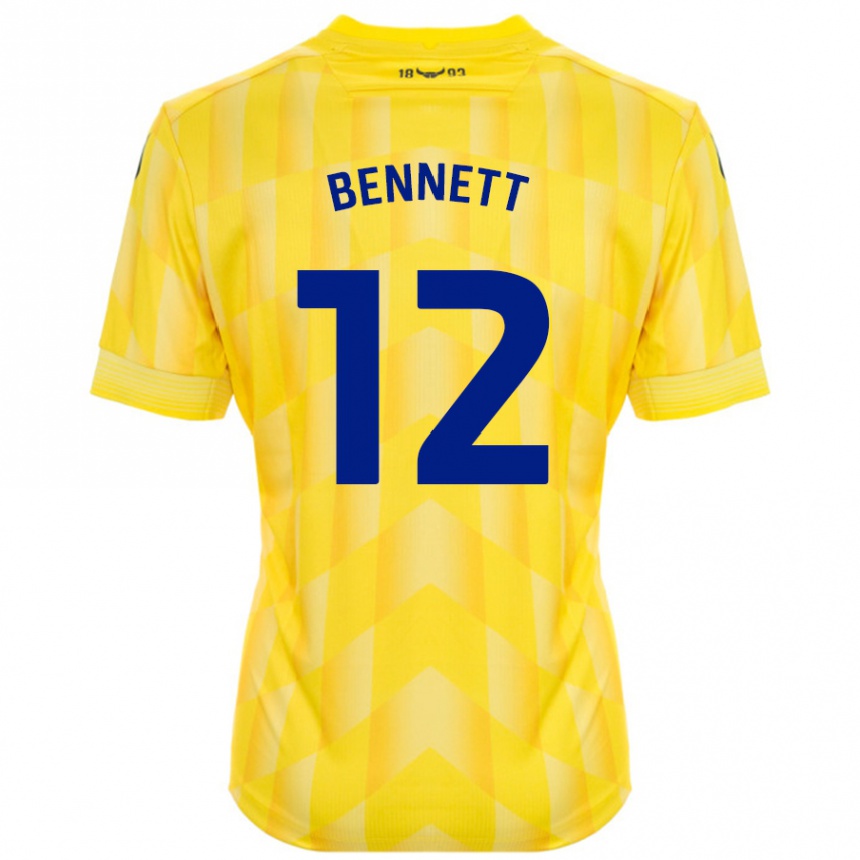 Kids Football Joe Bennett #12 Yellow Home Jersey 2024/25 T-Shirt Uk