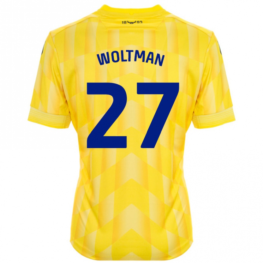 Kids Football Max Woltman #27 Yellow Home Jersey 2024/25 T-Shirt Uk