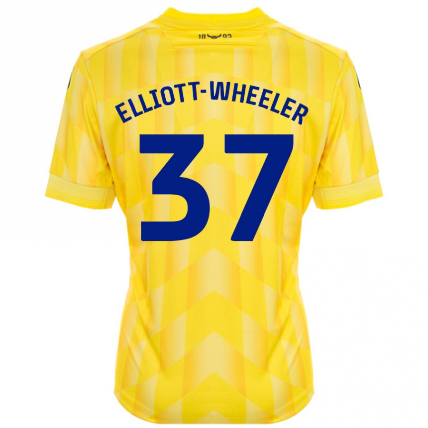 Kids Football Aidan Elliott-Wheeler #37 Yellow Home Jersey 2024/25 T-Shirt Uk