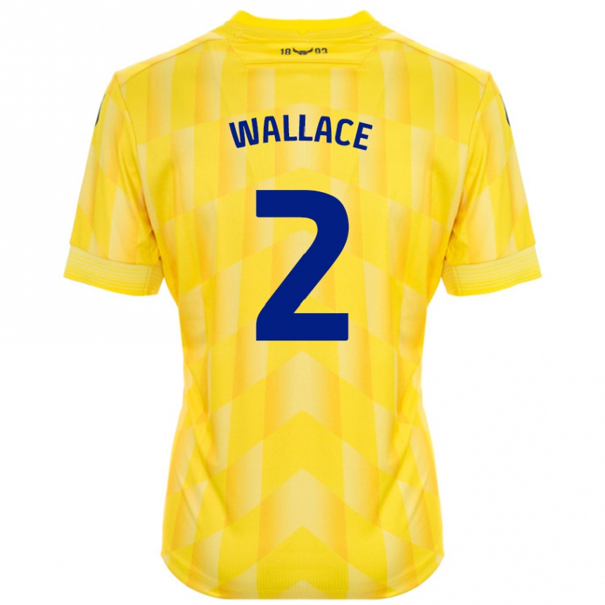 Kids Football Emily Wallace #2 Yellow Home Jersey 2024/25 T-Shirt Uk