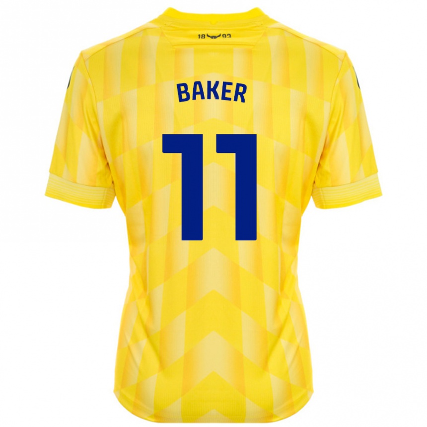 Kids Football Sophie Baker #11 Yellow Home Jersey 2024/25 T-Shirt Uk