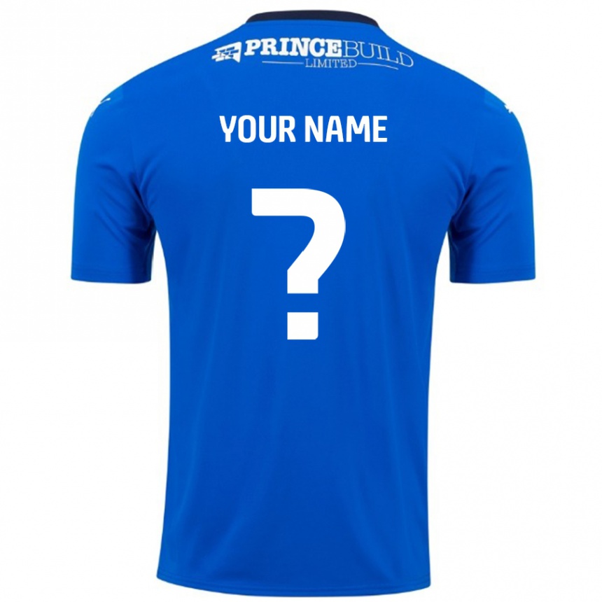 Kids Football Your Name #0 Blue White Home Jersey 2024/25 T-Shirt Uk