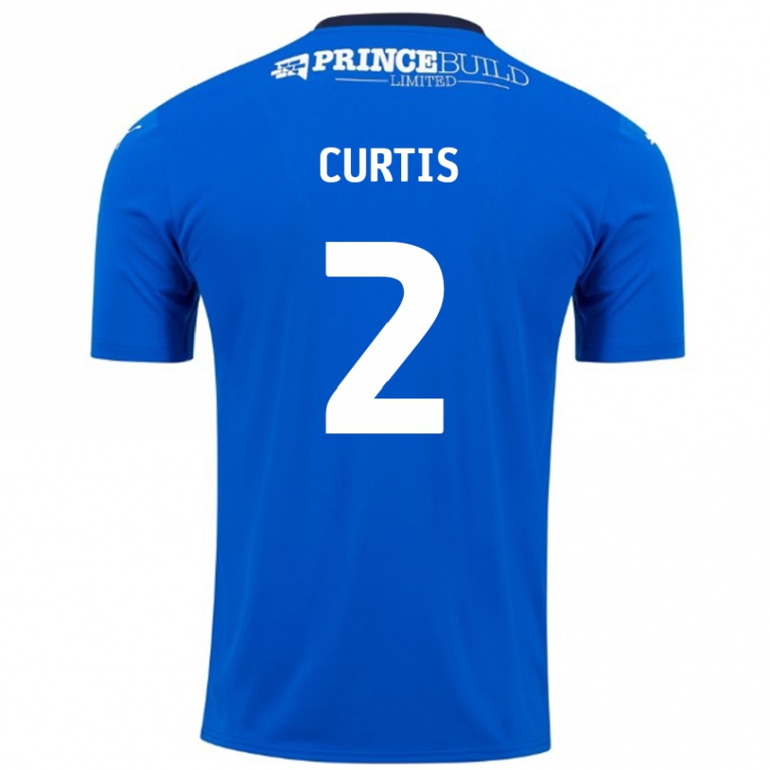 Kids Football Sam Curtis #2 Blue White Home Jersey 2024/25 T-Shirt Uk