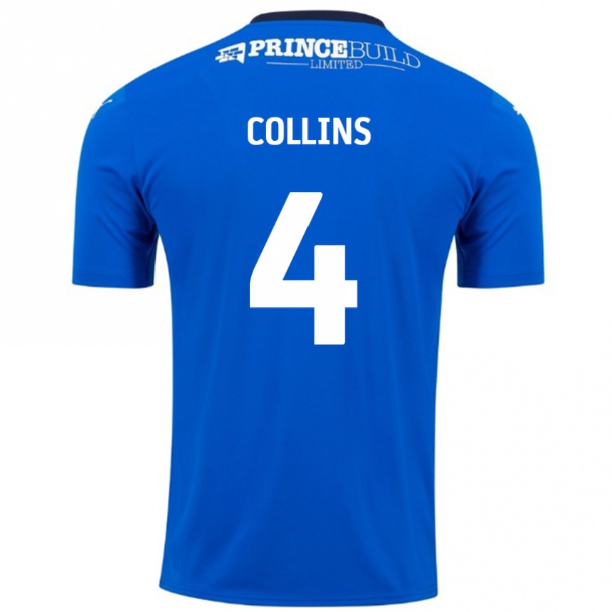 Kids Football Archie Collins #4 Blue White Home Jersey 2024/25 T-Shirt Uk