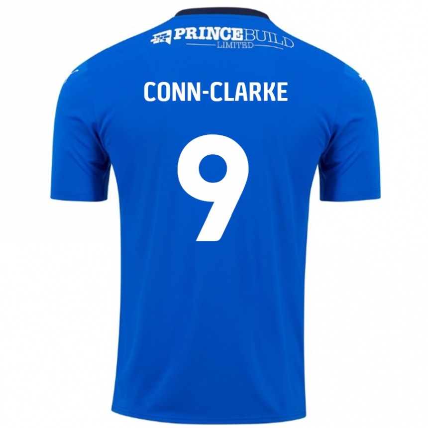 Kids Football Chris Conn-Clarke #9 Blue White Home Jersey 2024/25 T-Shirt Uk