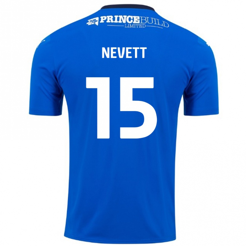 Kids Football George Nevett #15 Blue White Home Jersey 2024/25 T-Shirt Uk