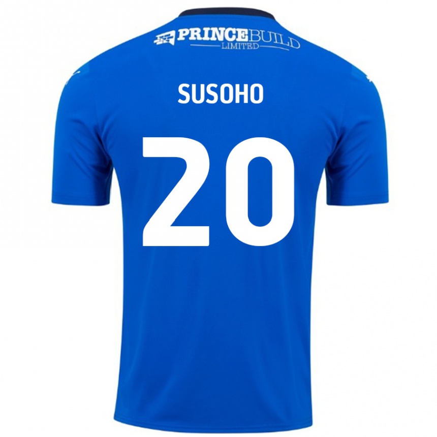 Kids Football Mahamadou Susoho #20 Blue White Home Jersey 2024/25 T-Shirt Uk