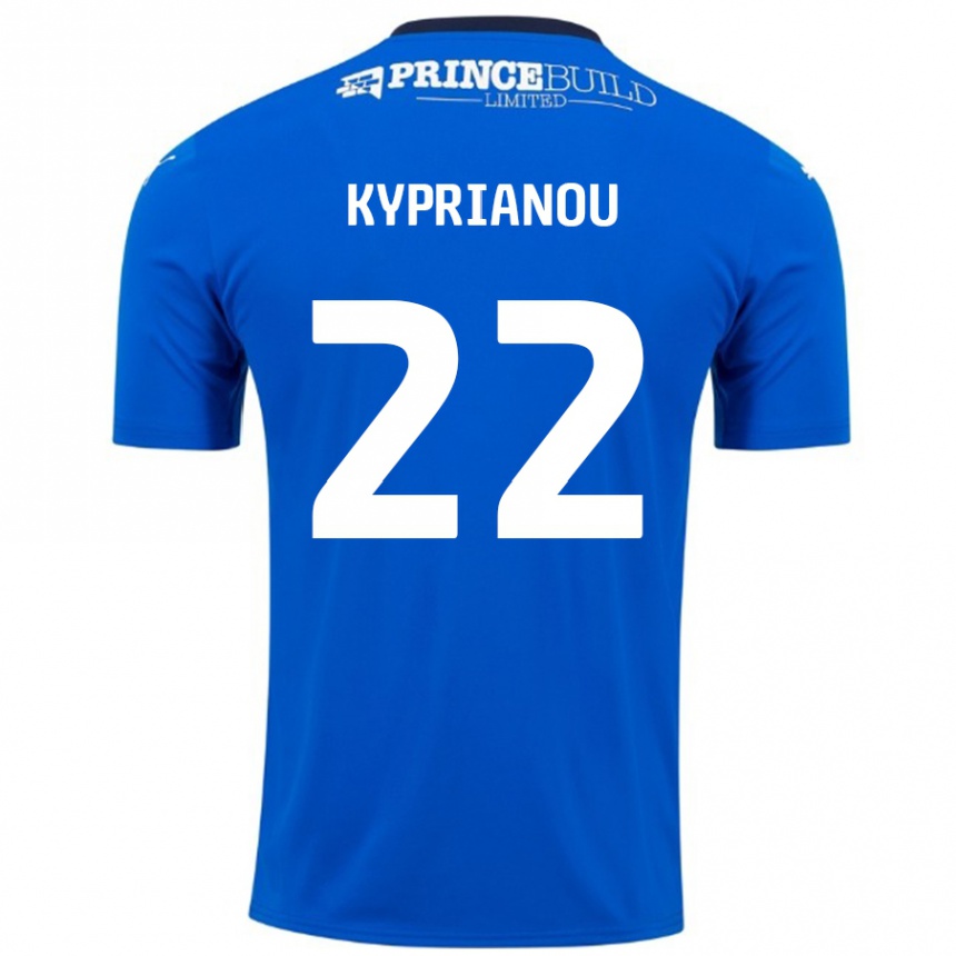 Kids Football Hector Kyprianou #22 Blue White Home Jersey 2024/25 T-Shirt Uk