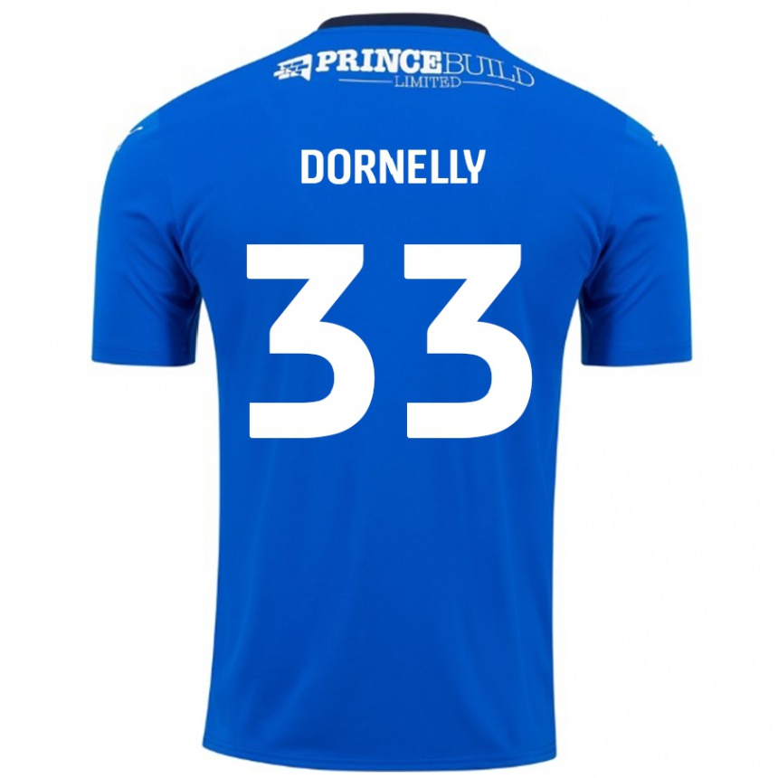 Kids Football James Dornelly #33 Blue White Home Jersey 2024/25 T-Shirt Uk