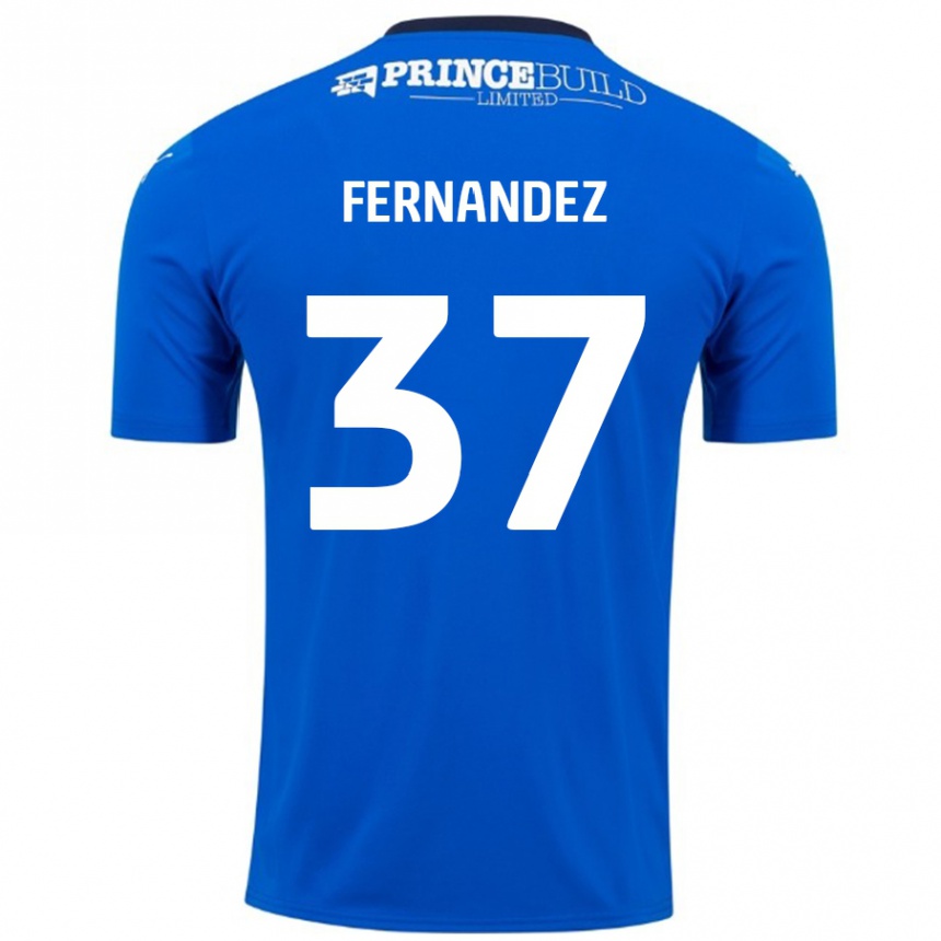 Kids Football Emmanuel Fernandez #37 Blue White Home Jersey 2024/25 T-Shirt Uk