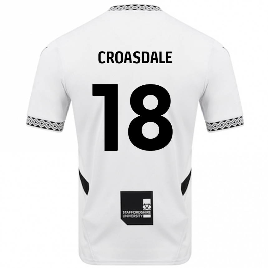 Kids Football Ryan Croasdale #18 White Home Jersey 2024/25 T-Shirt Uk