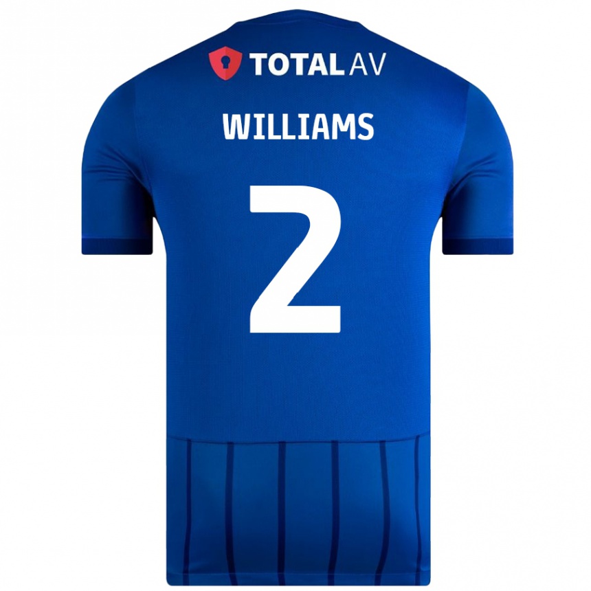 Kids Football Jordan Williams #2 Blue Home Jersey 2024/25 T-Shirt Uk