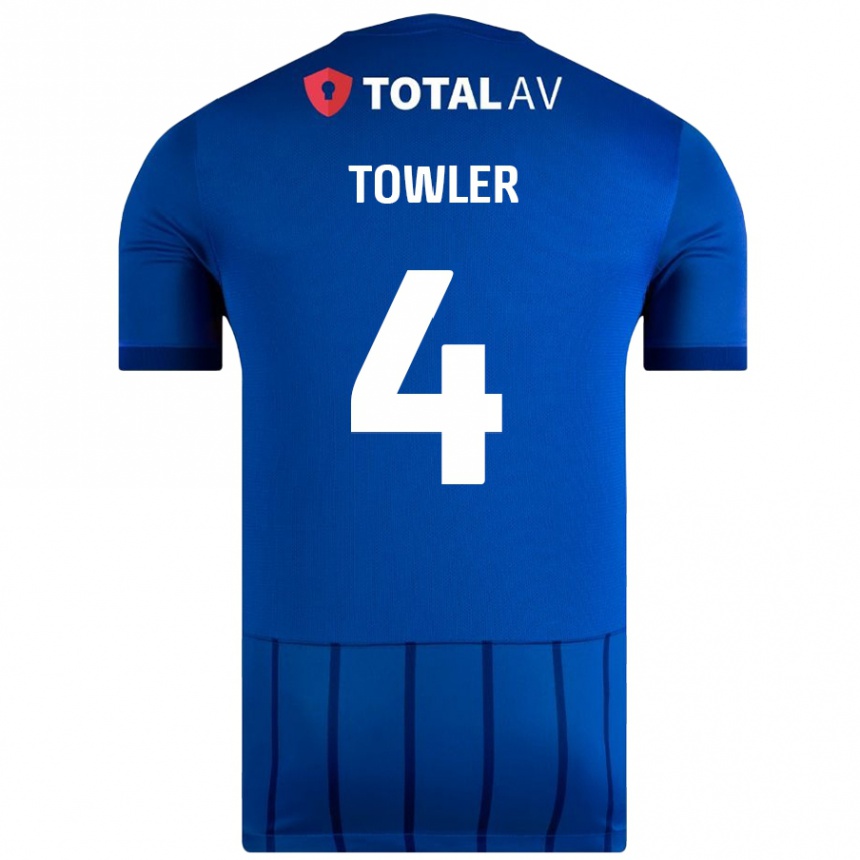 Kids Football Ryley Towler #4 Blue Home Jersey 2024/25 T-Shirt Uk