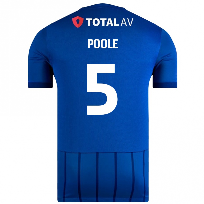 Kids Football Regan Poole #5 Blue Home Jersey 2024/25 T-Shirt Uk