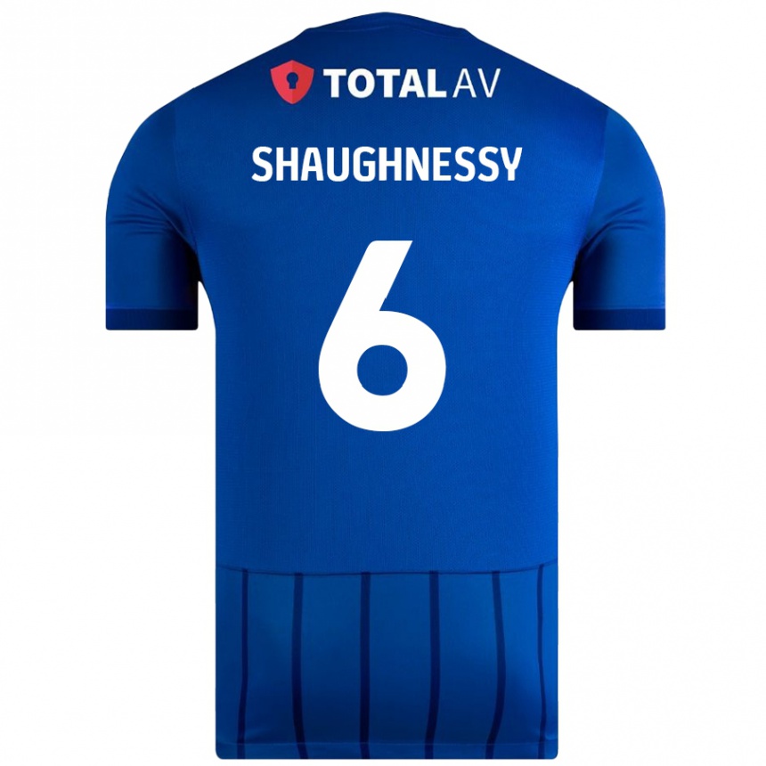 Kids Football Conor Shaughnessy #6 Blue Home Jersey 2024/25 T-Shirt Uk