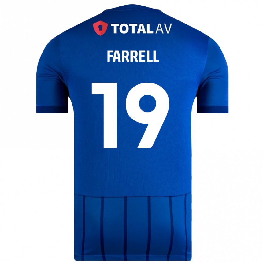 Kids Football Jacob Farrell #19 Blue Home Jersey 2024/25 T-Shirt Uk