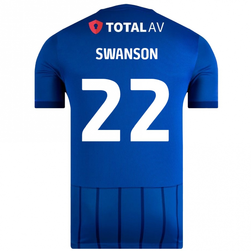 Kids Football Zak Swanson #22 Blue Home Jersey 2024/25 T-Shirt Uk