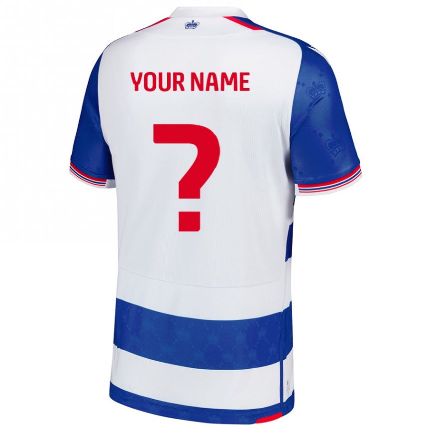 Kids Football Your Name #0 Blue White Home Jersey 2024/25 T-Shirt Uk