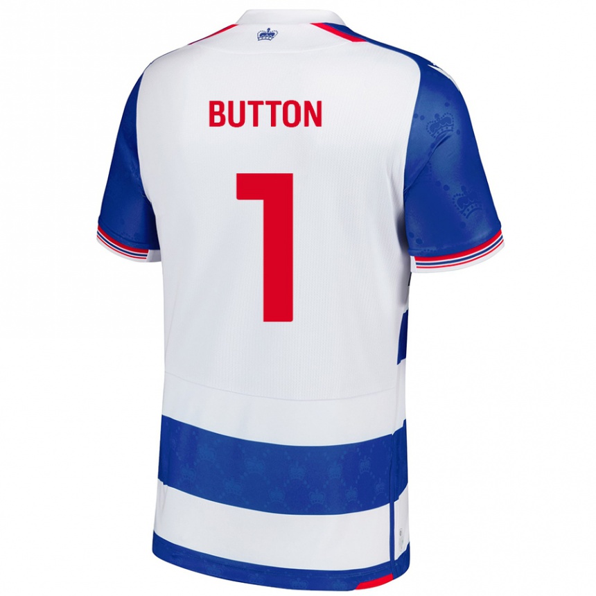 Kids Football David Button #1 Blue White Home Jersey 2024/25 T-Shirt Uk