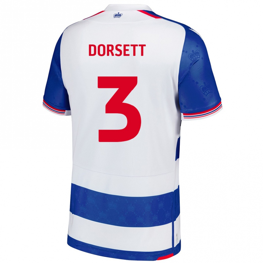 Kids Football Jeriel Dorsett #3 Blue White Home Jersey 2024/25 T-Shirt Uk