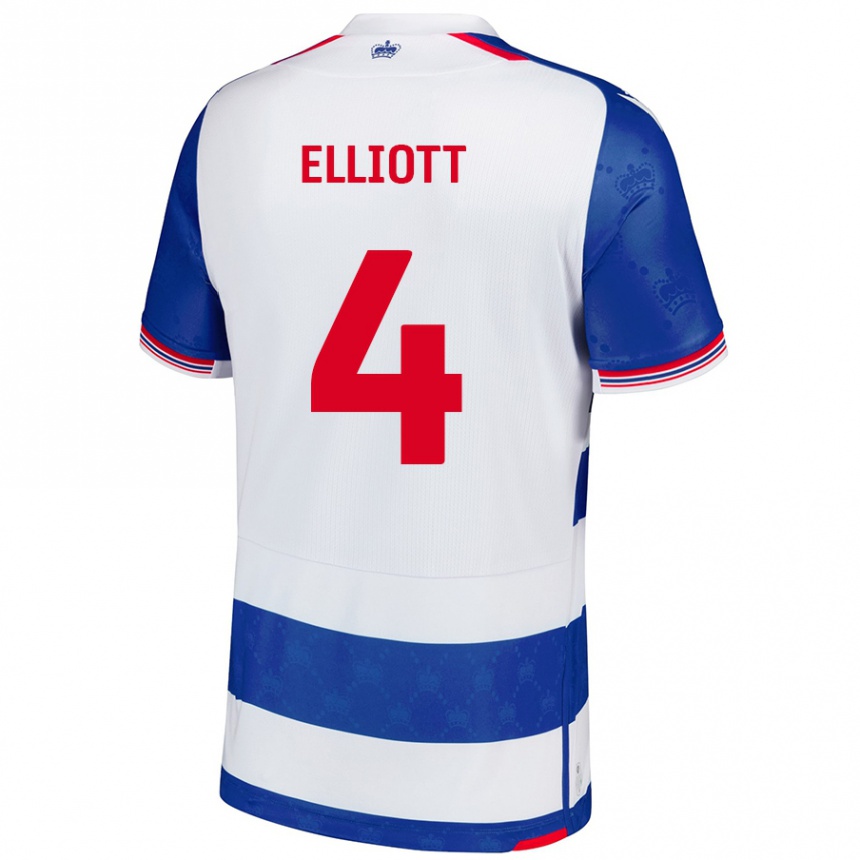 Kids Football Ben Elliott #4 Blue White Home Jersey 2024/25 T-Shirt Uk