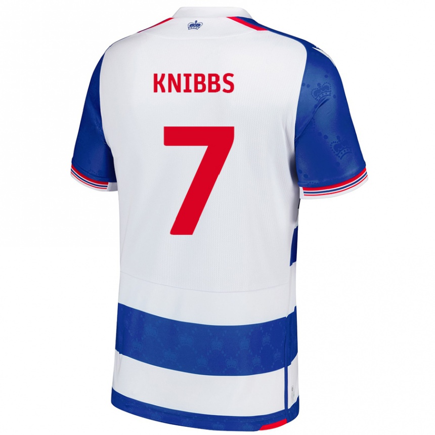 Kids Football Harvey Knibbs #7 Blue White Home Jersey 2024/25 T-Shirt Uk