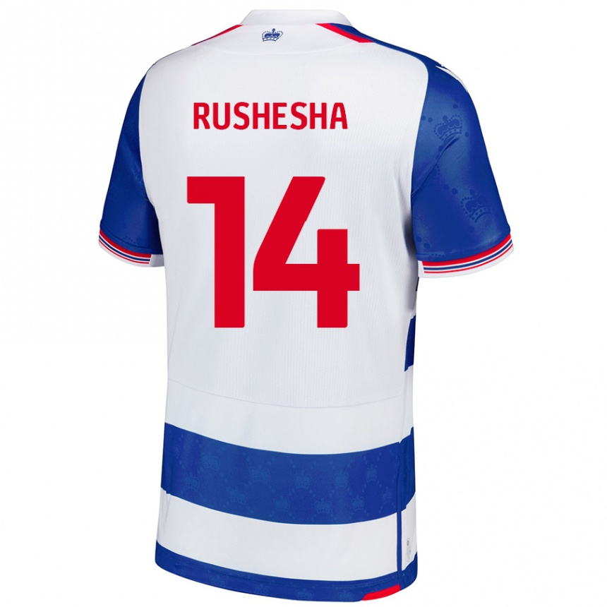 Kids Football Tivonge Rushesha #14 Blue White Home Jersey 2024/25 T-Shirt Uk