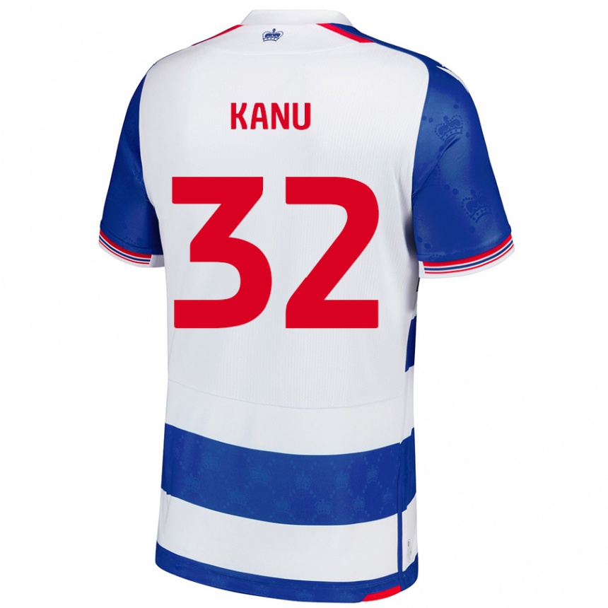 Kids Football Abraham Kanu #32 Blue White Home Jersey 2024/25 T-Shirt Uk