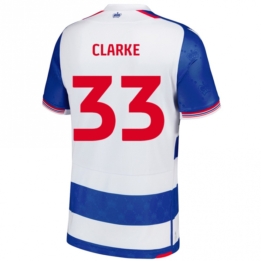 Kids Football John Clarke #33 Blue White Home Jersey 2024/25 T-Shirt Uk