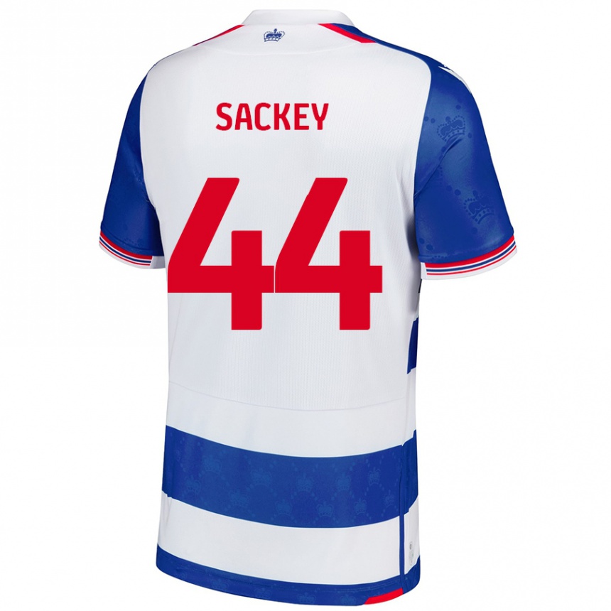 Kids Football Tyler Sackey #44 Blue White Home Jersey 2024/25 T-Shirt Uk