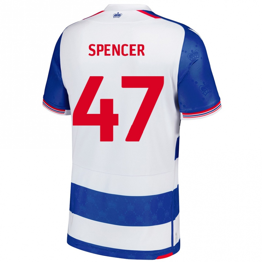 Kids Football Shay Spencer #47 Blue White Home Jersey 2024/25 T-Shirt Uk