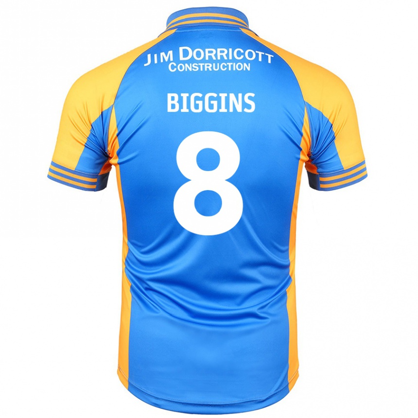 Kids Football Harrison Biggins #8 Blue Amber Home Jersey 2024/25 T-Shirt Uk