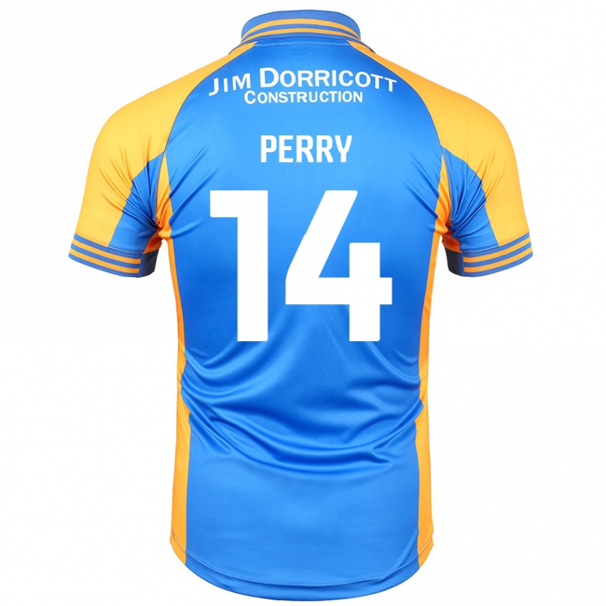 Kids Football Taylor Perry #14 Blue Amber Home Jersey 2024/25 T-Shirt Uk