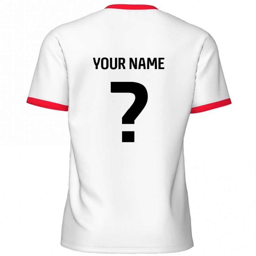 Kids Football Your Name #0 White Red Home Jersey 2024/25 T-Shirt Uk